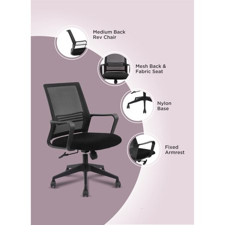 Tuhome Flavio Office Chair, Nylon Base, Fixed Handrail, Black SLN7540